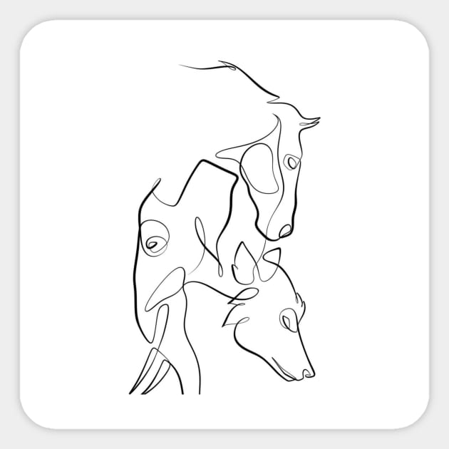 horse elephant wolf sketch Sticker by kausar the line